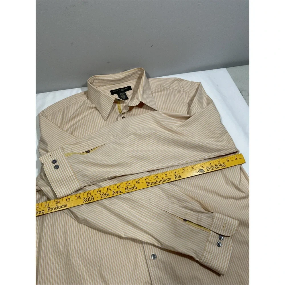 Banana Republic Men Button up Long Sleeve Shirt Size XL‎  Yellow White Line G36